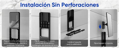 Ejemplo de espejo antiempañante y dispensador de jabón accesible