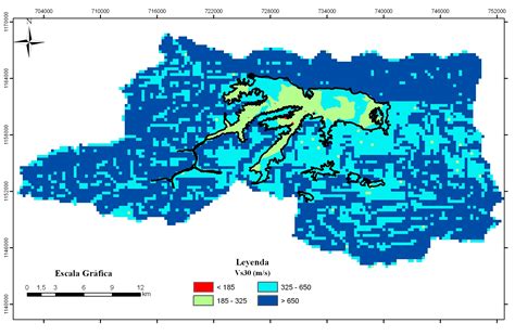 Mapa de distribución de valores de Vs30 en los 36 distritos de la ciudad de Port-au-Prince, Haití.