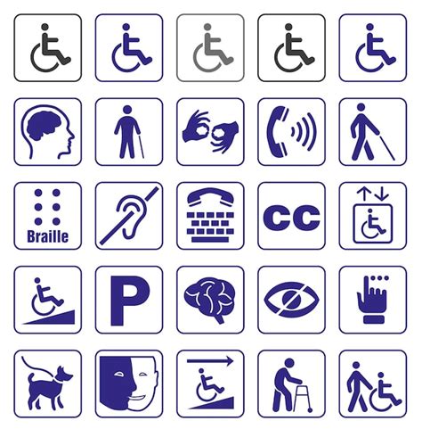 Conjunto de pictogramas modernos de accesibilidad para diferentes necesidades
