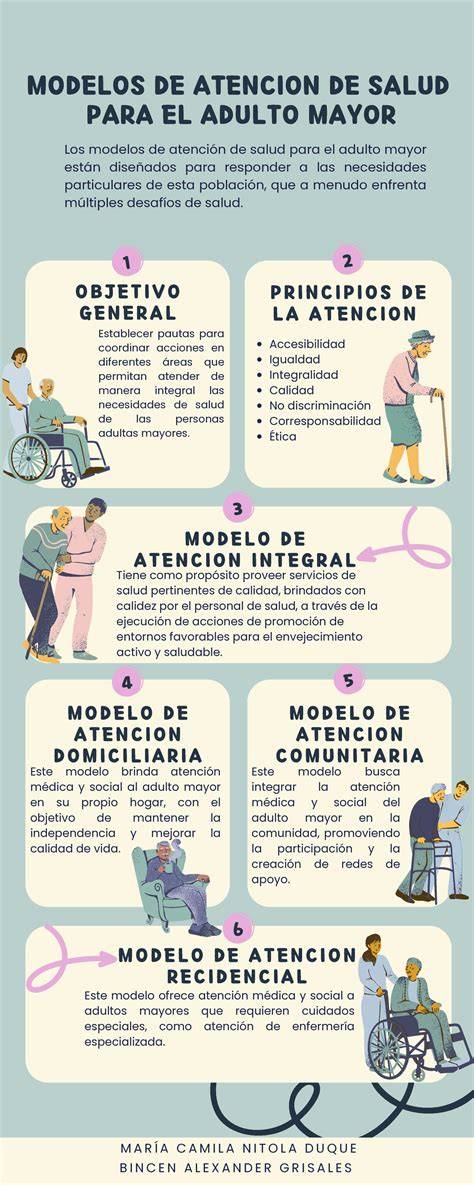 Infografía de modelos de atención al adulto mayor y su funcionalidad