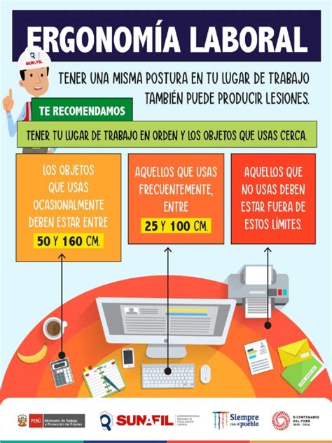 Infografía sobre medidas de seguridad y ergonomía en el lugar de trabajo