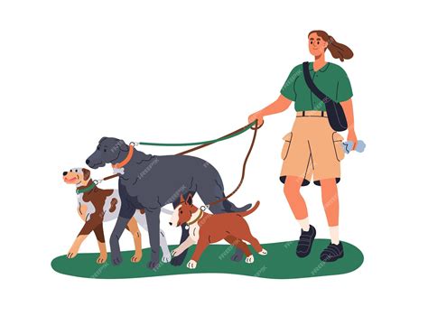 Cuidadora de perros demostrando paciencia y cariño con un grupo de perros
