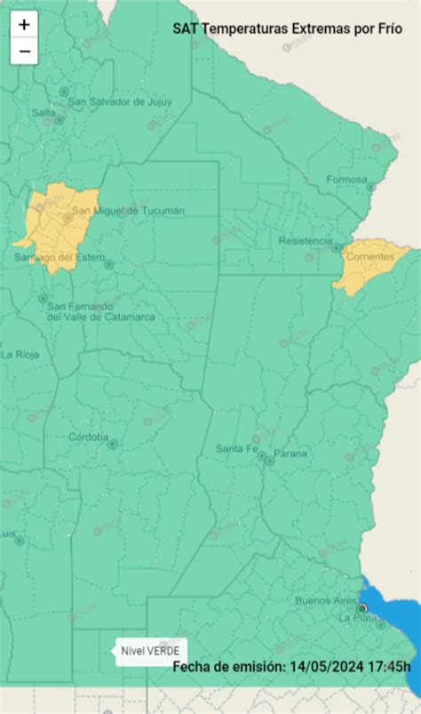 Mapa de zonas afectadas por frío extremo con puntos de activación de Código Azul