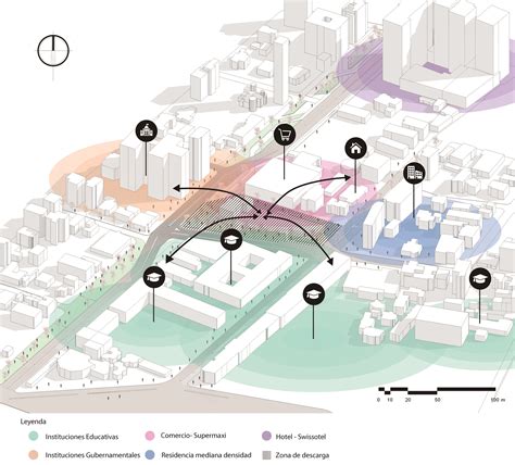 Mapa de un entorno urbano con señalización de accesibilidad para peatones mayores