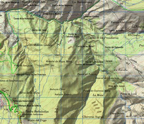 Mapa topográfico con elementos de intervención social superpuestos