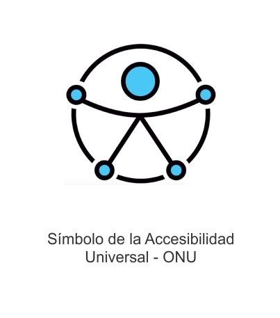 Diseño gráfico del nuevo Símbolo de Accesibilidad de la ONU, mostrando la figura humana universal con los brazos abiertos dentro de un círculo
