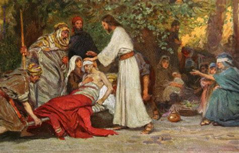 Ilustración de Jesús curando a los enfermos