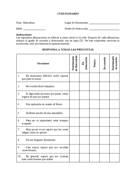 Ejemplo de cuestionario para evaluar el cansancio del cuidador