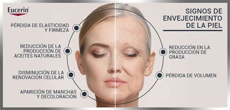 infografía sobre las características del envejecimiento facial (hundimiento de tejidos, arrugas, cambios en el volumen)