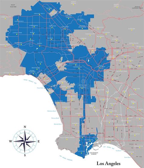 Mapa de Los Ángeles con las principales zonas donde se buscan niñeras