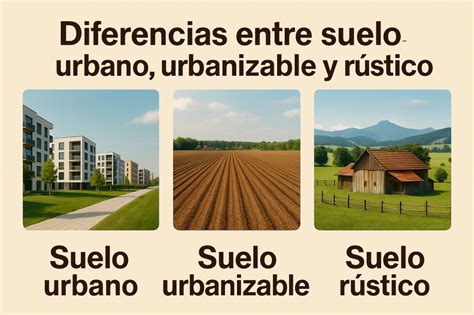Infografía explicativa sobre la diferencia entre suelo urbano y predios rústicos bajo la normativa legal chilena.