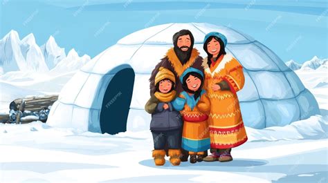 Representación de un anciano esquimal despidiéndose de su familia antes de alejarse en la nieve.