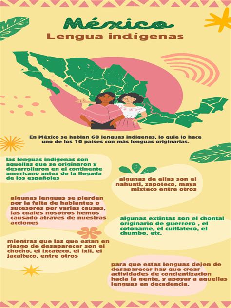 Infografía sobre la diversidad lingüística indígena y el riesgo de extinción de lenguas