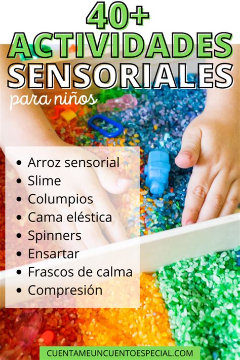 Infografía con ejemplos de actividades de estimulación sensorial para niños con discapacidad visual.