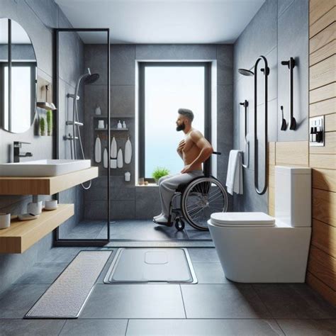 fotografía de un baño con adaptaciones de seguridad para discapacidad visual