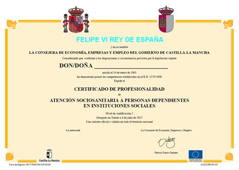 Certificado de formación en atención sociosanitaria