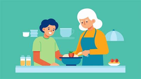 Un cuidador alimentando suavemente a un anciano con demencia