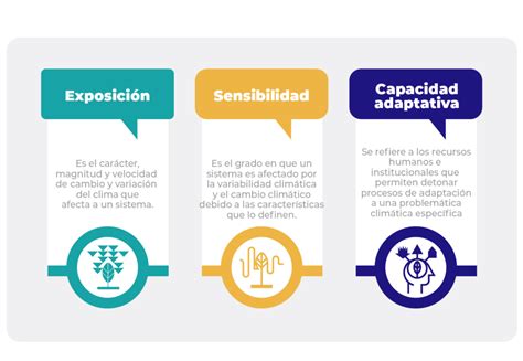 Infografía: Componentes de la vulnerabilidad social (exposición, sensibilidad, capacidad adaptativa)