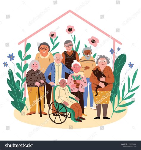 Ilustración de adulto mayor adaptándose a nueva residencia