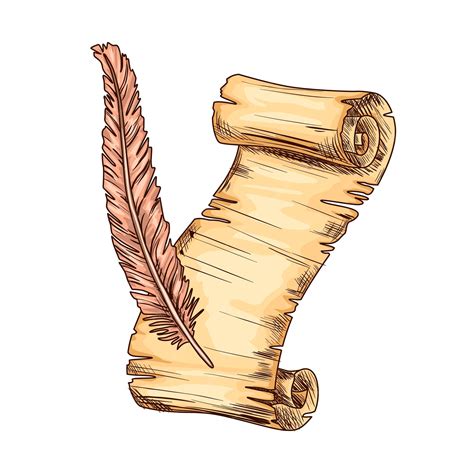 Ilustración de un pergamino con texto poético y una pluma
