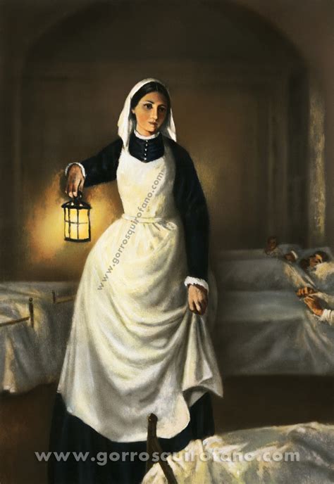 Pintura que representa a Florence Nightingale con su lámpara haciendo sus rondas nocturnas en un hospital de campaña