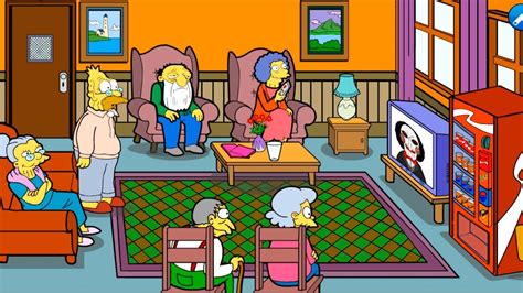 Escena del asilo de ancianos con el Abuelo Simpson y Jasper