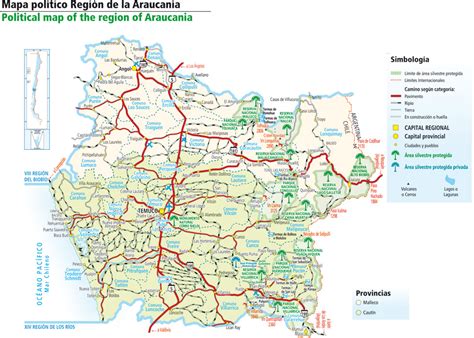Mapa de la Región de La Araucanía con énfasis en la Provincia de Malleco