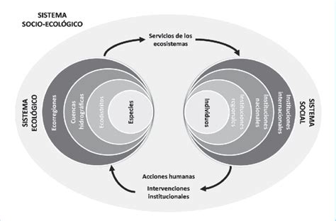 Diagrama: Representación de un sistema socio-ecológico y sus propiedades de resiliencia y estabilidad.
