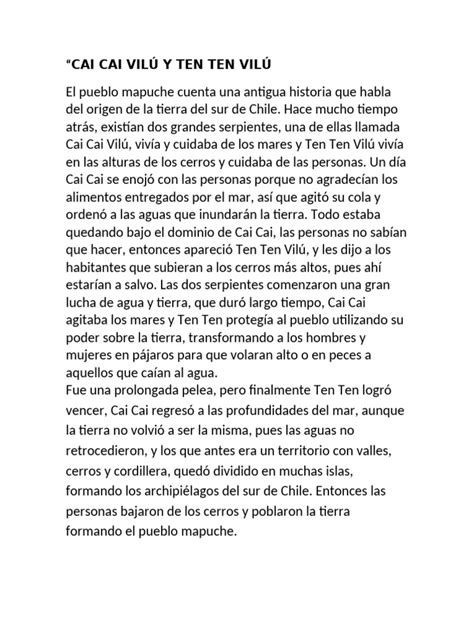 Ilustración del mito de Cai Cai y Ten Ten, serpientes en la cosmovisión mapuche.