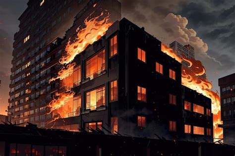 Foto aérea de un edificio en llamas, mostrando la magnitud del incendio