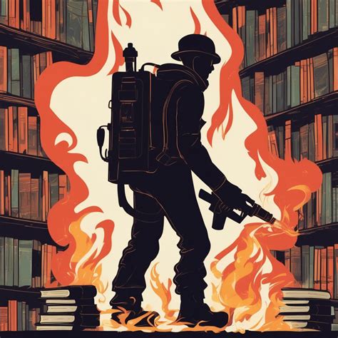 Ilustración de Guy Montag, el protagonista de Fahrenheit 451, con su uniforme de bombero