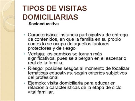 Esquema de los diferentes tipos de visitas domiciliarias y sus definiciones