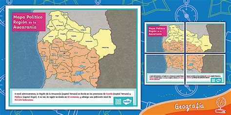 Mapa de la Región de la Araucanía destacando la ubicación de Padre Las Casas