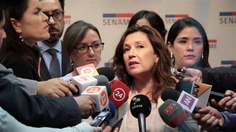 Fotografía de Mariela Labraña, exdirectora del Sename, en una rueda de prensa.