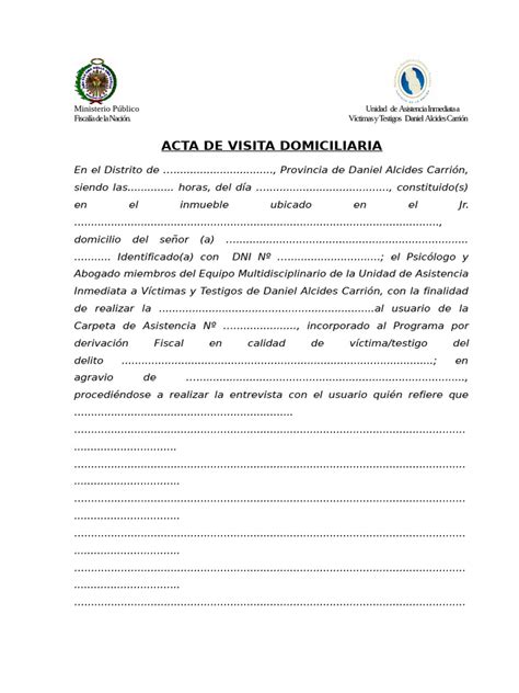 Ejemplo de notificación oficial de visita domiciliaria