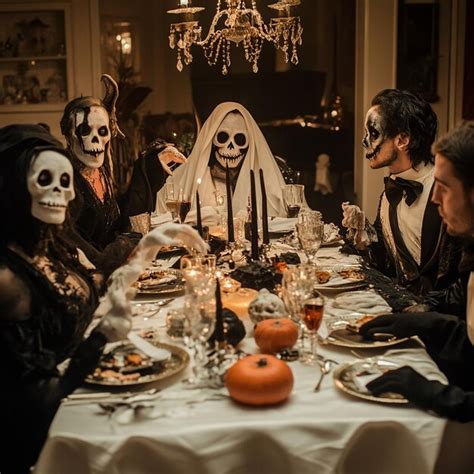 Thematic photo of Halloween decorations and costumes