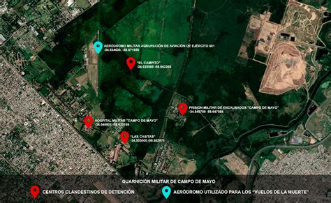Mapa de ubicación del centro de detención y tortura Tres y Cuatro Álamos en San Joaquín