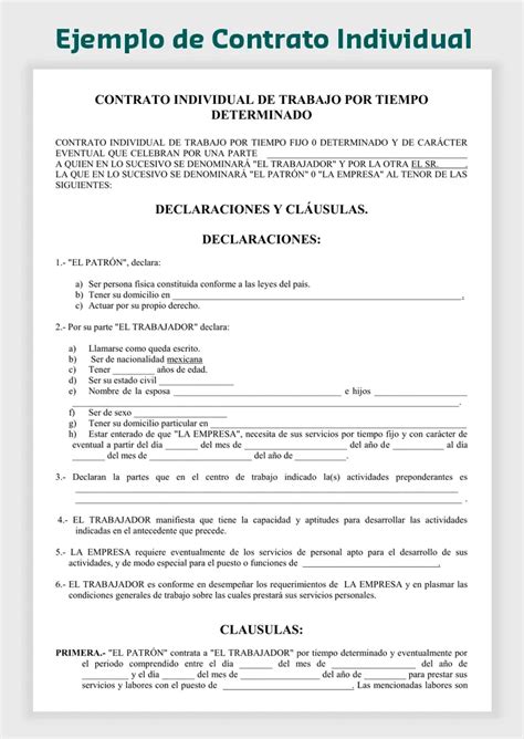 Esquema de las secciones obligatorias de un contrato de trabajo para personal doméstico