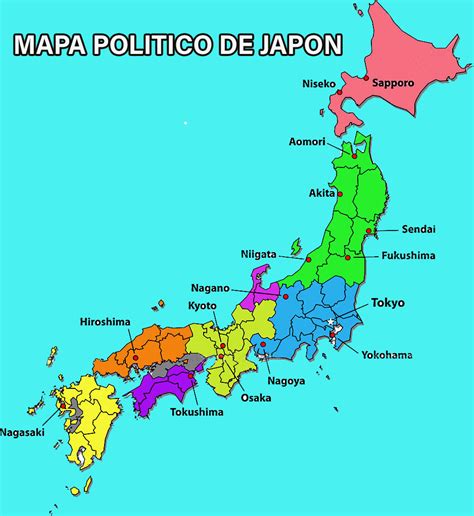Mapa de Japón destacando zonas azules y ciudades principales