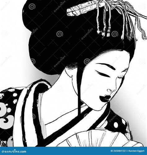 Ilustración de una mujer mayor japonesa en un entorno tradicional y moderno