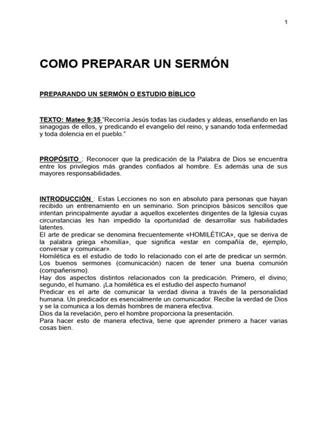 esquema de los pasos para preparar un sermón fúnebre
