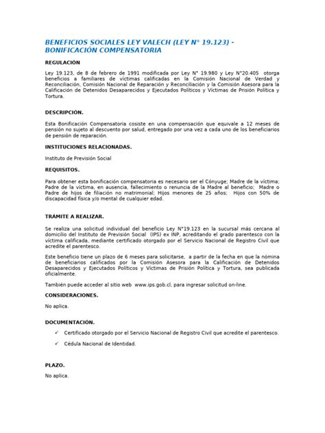 infografía de beneficios asociados a la Ley Valech