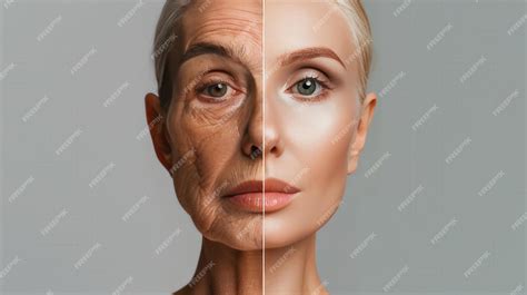 Comparación de rostros jóvenes y envejecidos para ilustrar los cambios anatómicos