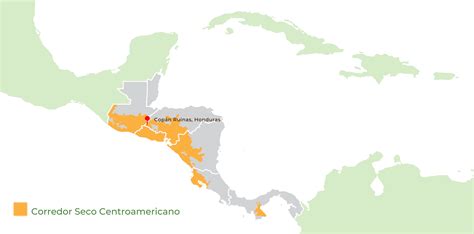 mapa del Corredor Seco Centroamericano con imágenes de comunidades agrícolas afectadas por el clima