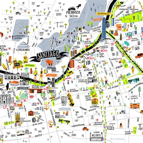 Mapa de Santiago con ubicaciones clave de adopciones ilegales (hoteles, guarderías)