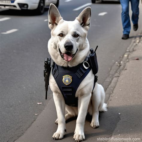 Perro policía en acción detectando explosivos