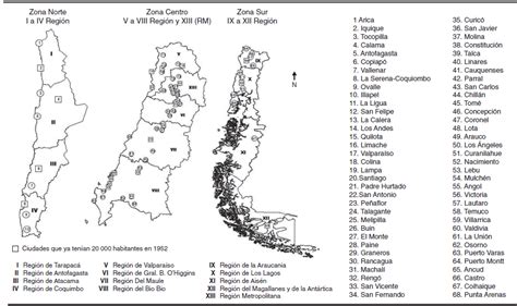 Mapa de las ciudades chilenas donde se realizaron las marchas por el SENAME, destacando los puntos de inicio.