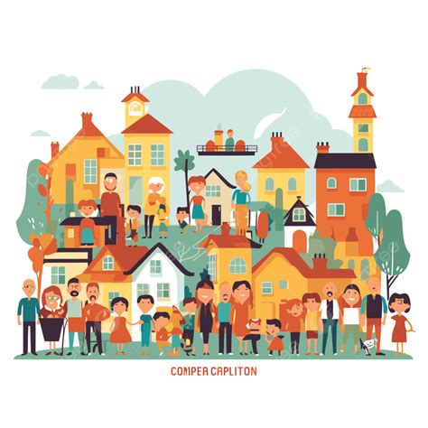 Ilustración de una comunidad apoyando el desarrollo y la protección de los niños