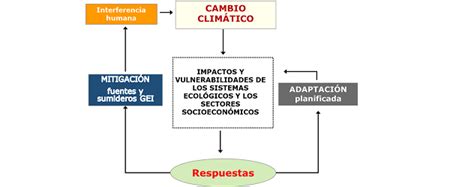 Esquema conceptual de vulnerabilidad y adaptación al cambio climático mostrando sus múltiples dimensiones