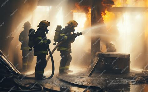 Fotografía de bomberos actuando en un incendio doméstico